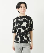 NHKGA26230 GIANNI LO GIUDICE(小さいサイズ)(メゾン ドゥ サンク) [日本製]コットンガーゼフライスドットバタフライカットソー ブラック☓ホワイト