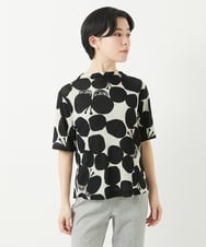 NHKGA26230 GIANNI LO GIUDICE(小さいサイズ)(メゾン ドゥ サンク) [日本製]コットンガーゼフライスドットバタフライカットソー ブラック☓ホワイト