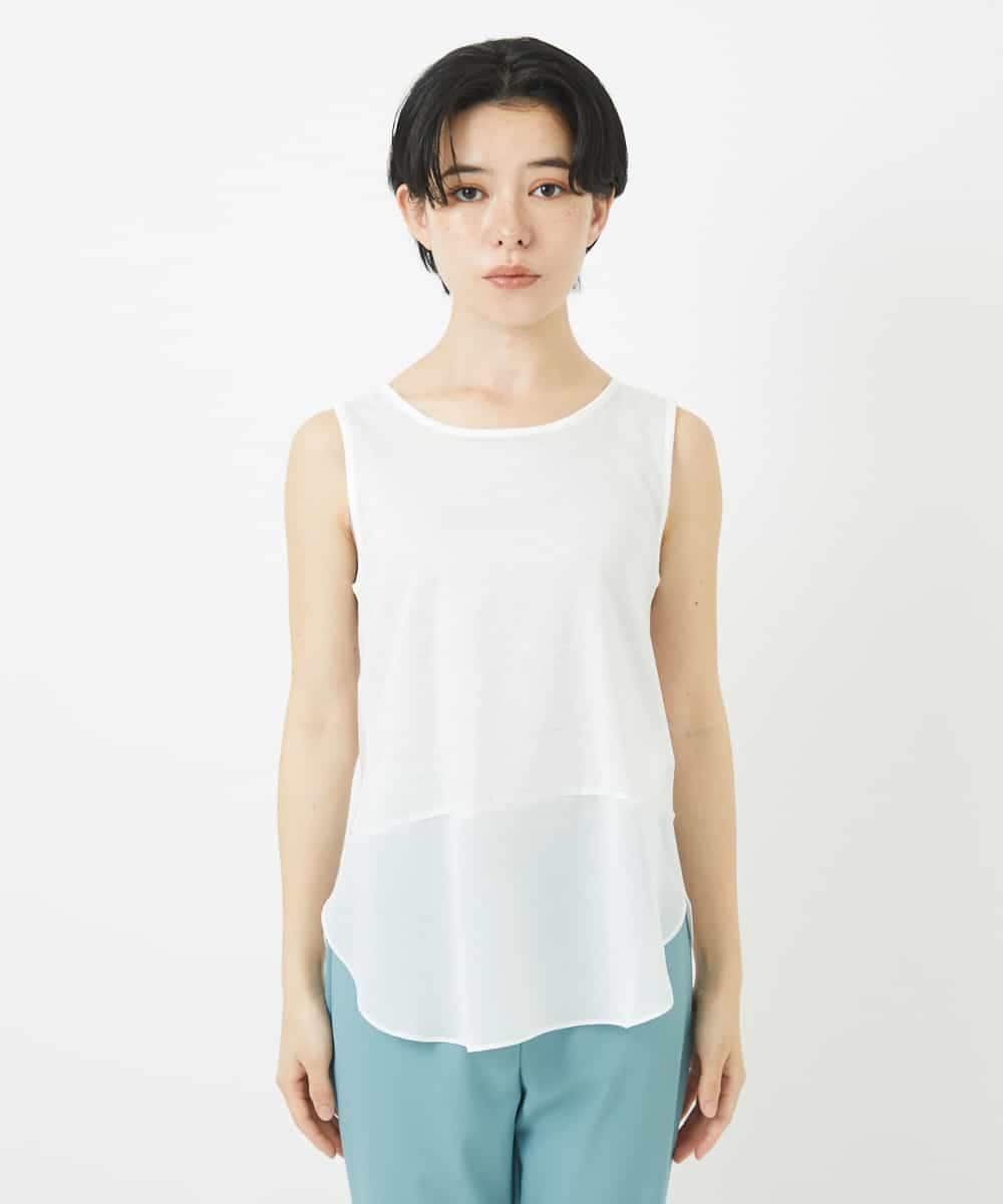 NHKGA27100 GIANNI LO GIUDICE(小さいサイズ)(メゾン ドゥ サンク) [日本製]リヨセルコットンスパイラル天竺タンクトップ ホワイト
