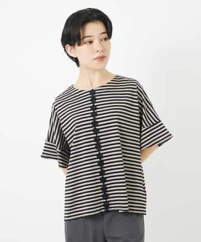 NHKGA31250 GIANNI LO GIUDICE(小さいサイズ) [日本製]レースデザインボーダーカットソー