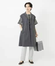 NHKGA31250 GIANNI LO GIUDICE(小さいサイズ)(メゾン ドゥ サンク) [日本製]レースデザインボーダーカットソー ベージュ×ブラック