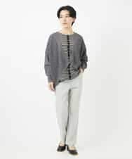 NHKGA31250 GIANNI LO GIUDICE(小さいサイズ)(メゾン ドゥ サンク) [日本製]レースデザインボーダーカットソー ベージュ×ブラック
