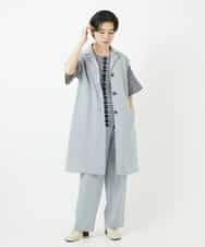 NHKGA31250 GIANNI LO GIUDICE(小さいサイズ)(メゾン ドゥ サンク) [日本製]レースデザインボーダーカットソー ベージュ×ブラック