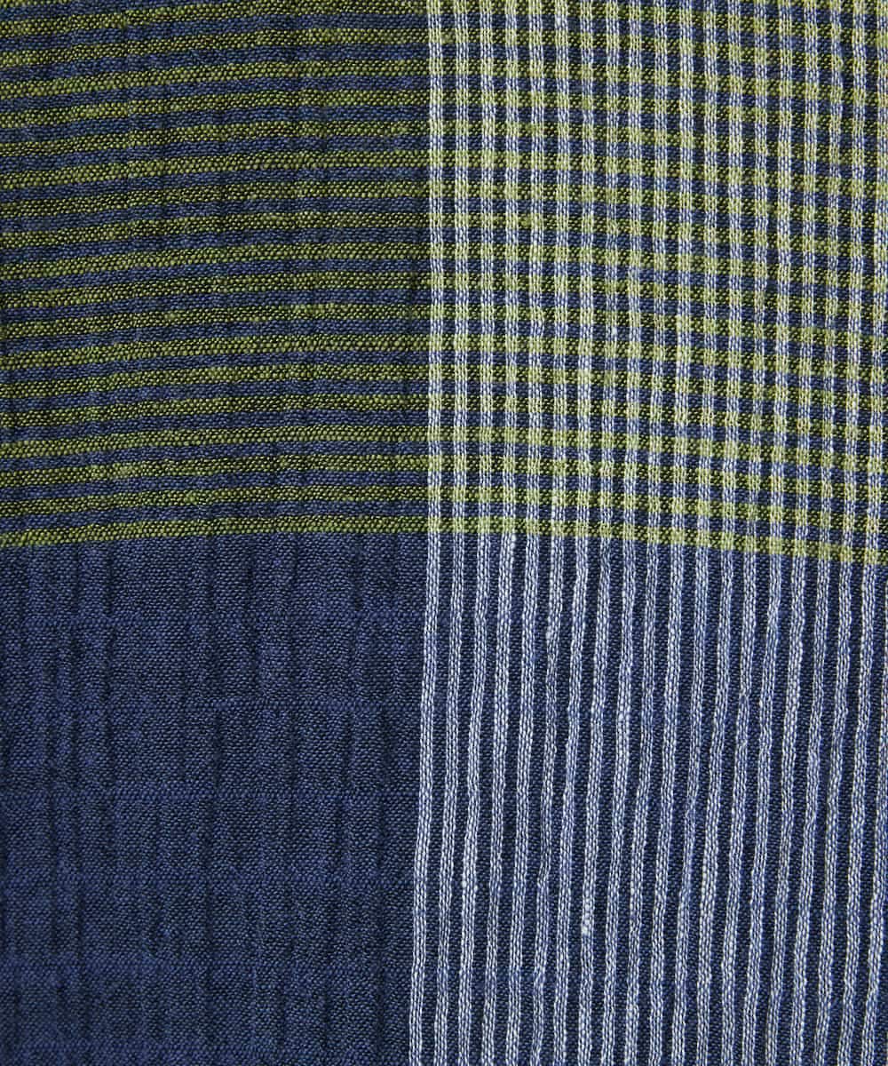 NHKGA40270 GIANNI LO GIUDICE(小さいサイズ)(メゾン ドゥ サンク) [日本製]コットンレーヨンランダムチェックブラウスカットソー グリーン系