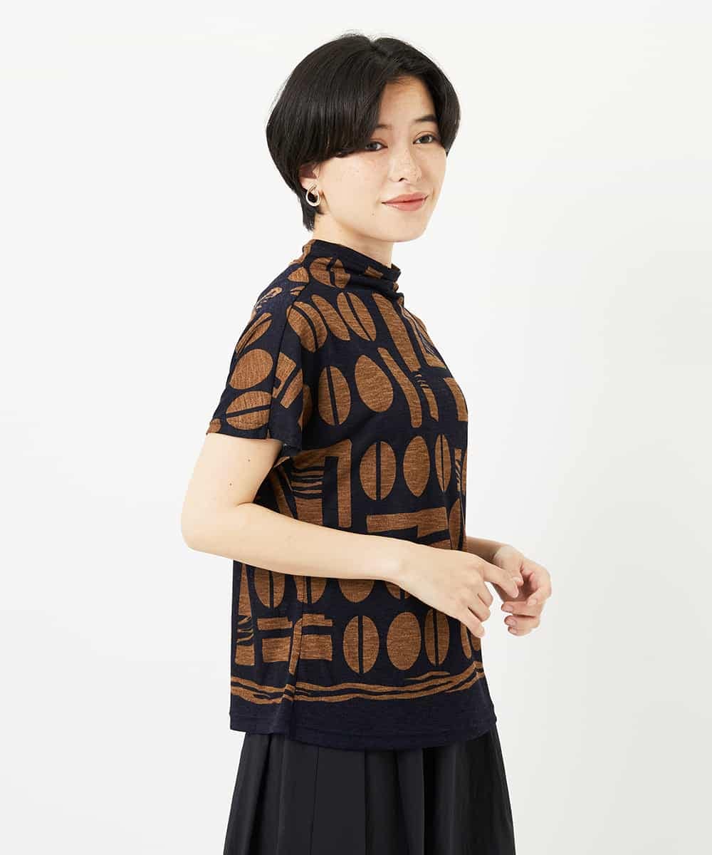 NHKGA50230 GIANNI LO GIUDICE(小さいサイズ)(メゾン ドゥ サンク) [日本製]コーヒービーンズプリントカットソー ベージュ系