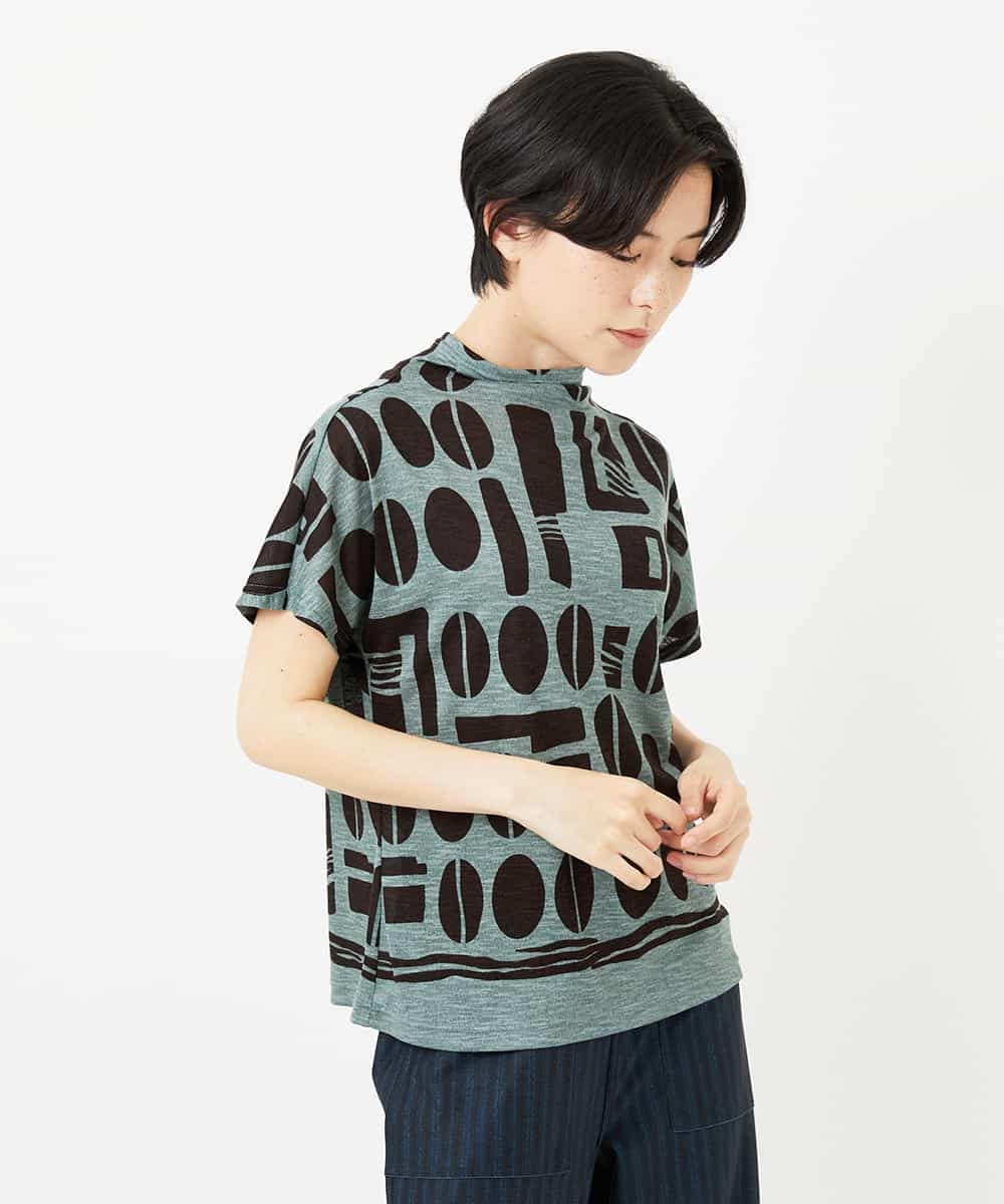 NHKGA50230 GIANNI LO GIUDICE(小さいサイズ)(メゾン ドゥ サンク) [日本製]コーヒービーンズプリントカットソー ベージュ系