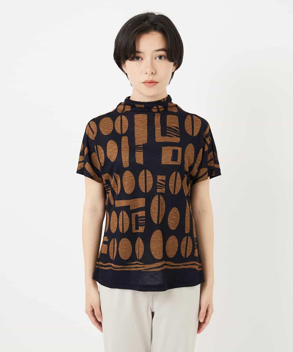 NHKGA50230 GIANNI LO GIUDICE(小さいサイズ)(メゾン ドゥ サンク) [日本製]コーヒービーンズプリントカットソー ベージュ系