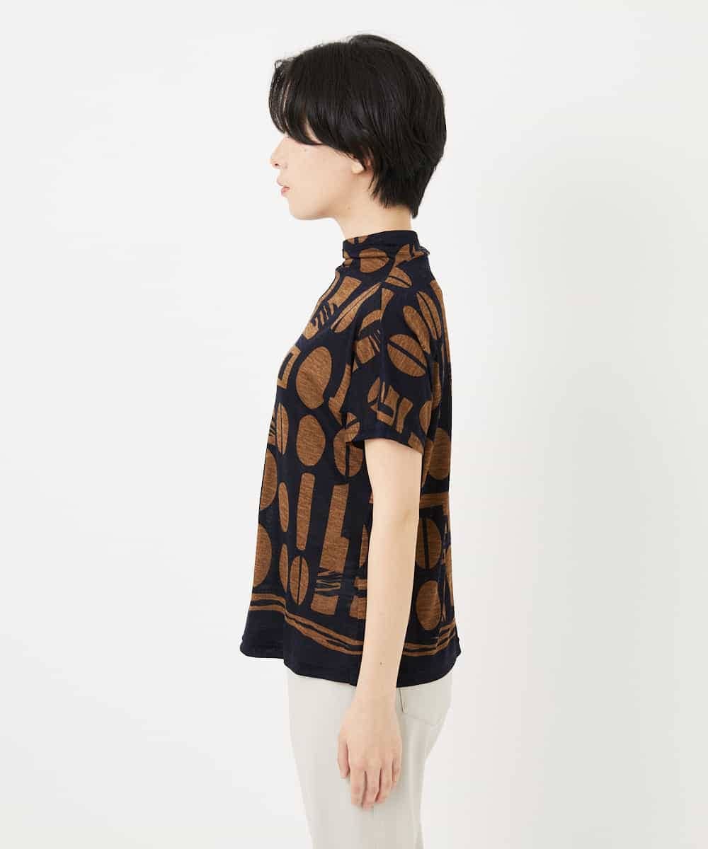 NHKGA50230 GIANNI LO GIUDICE(小さいサイズ)(メゾン ドゥ サンク) [日本製]コーヒービーンズプリントカットソー ベージュ系