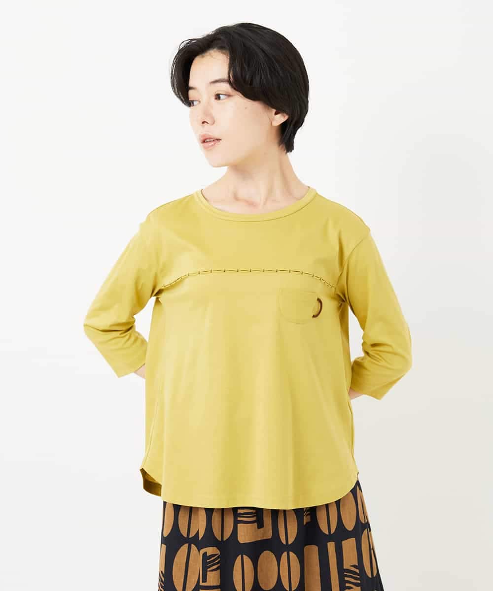 NHKGA52210 GIANNI LO GIUDICE(小さいサイズ)(メゾン ドゥ サンク) アンチスウェットステッチ刺繍カットソー イエロー