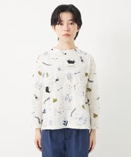 NHKGB01230 GIANNI LO GIUDICE(小さいサイズ)(メゾン ドゥ サンク) [日本製]バスルームリップルプリントカットソー アイボリー