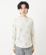 NHKGB03230 GIANNI LO GIUDICE(小さいサイズ)(メゾン ドゥ サンク) [日本製]強撚コットンドットジャガードカットソー アイボリー