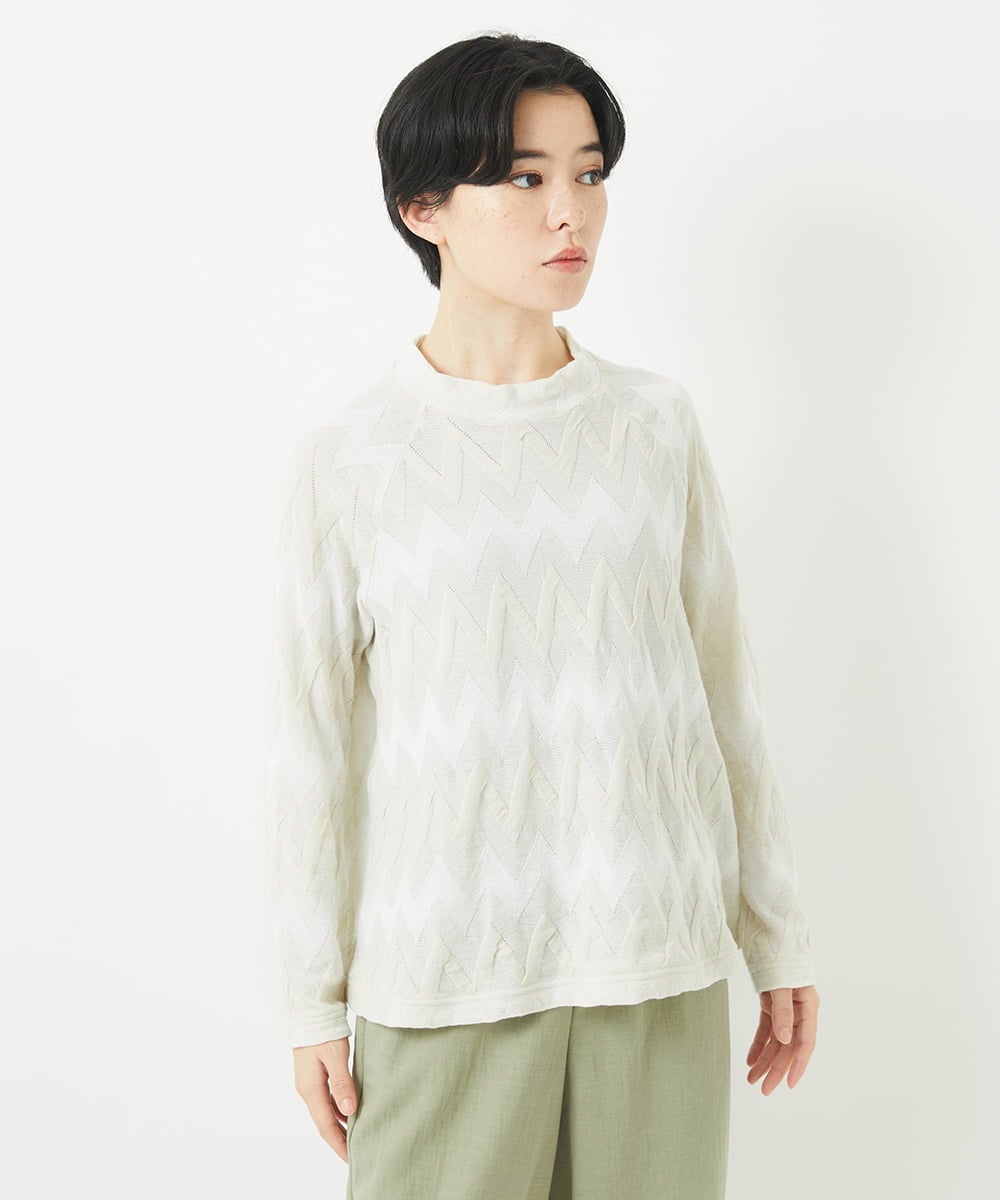 NHKGB11230 GIANNI LO GIUDICE(小さいサイズ)(メゾン ドゥ サンク) [日本製]ヤバネジャガードカットソー ベージュ