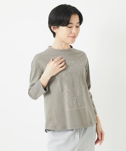 Maison de CINQ(メゾン ドゥ サンク) [日本製]エココットン9分袖カットソー モカ 36