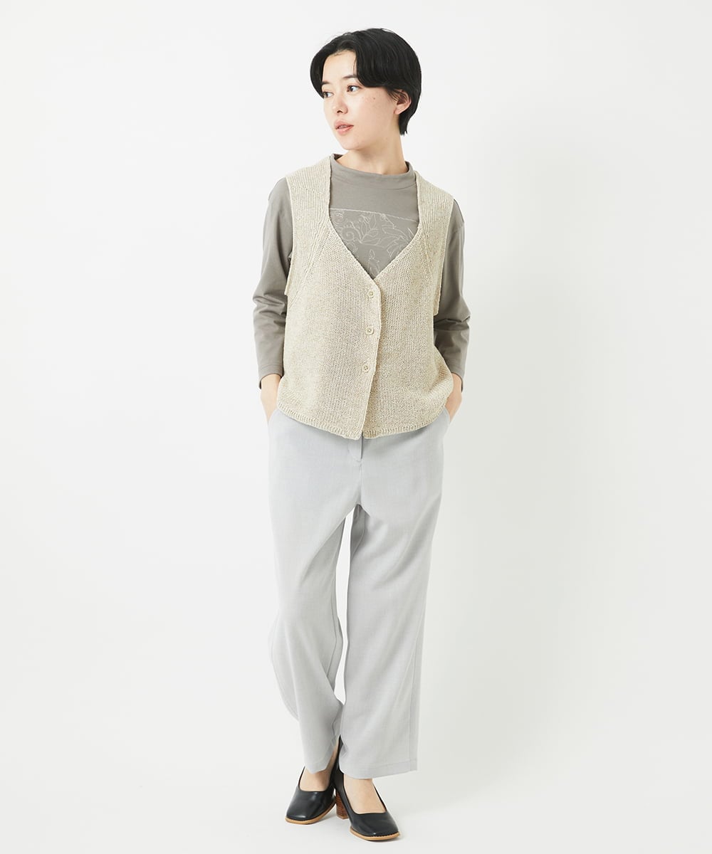 NHKGB12180 GIANNI LO GIUDICE(小さいサイズ)(メゾン ドゥ サンク) [日本製]エココットン9分袖カットソー ホワイト