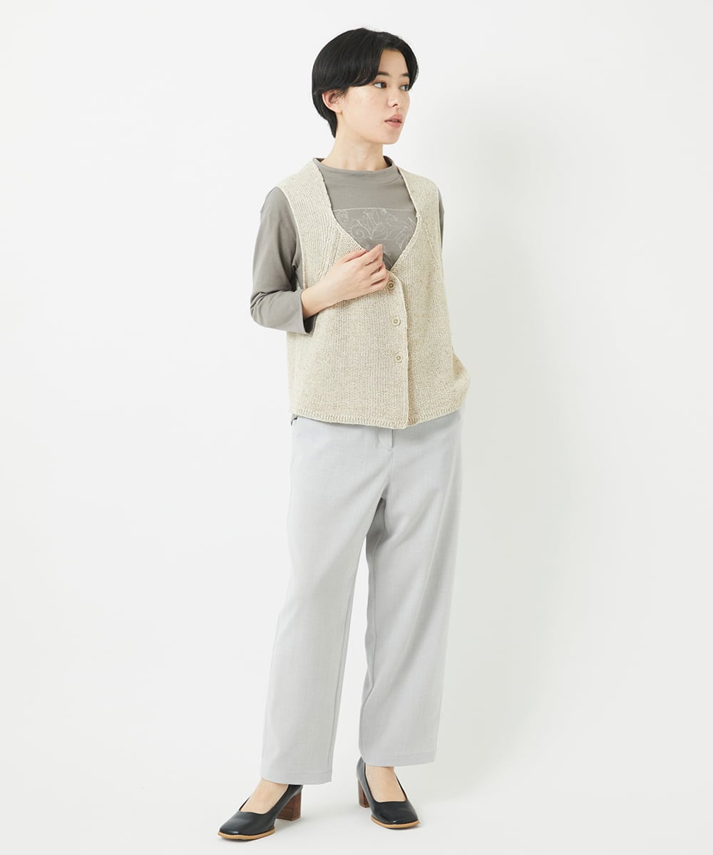 NHKGB12180 GIANNI LO GIUDICE(小さいサイズ)(メゾン ドゥ サンク) [日本製]エココットン9分袖カットソー ホワイト