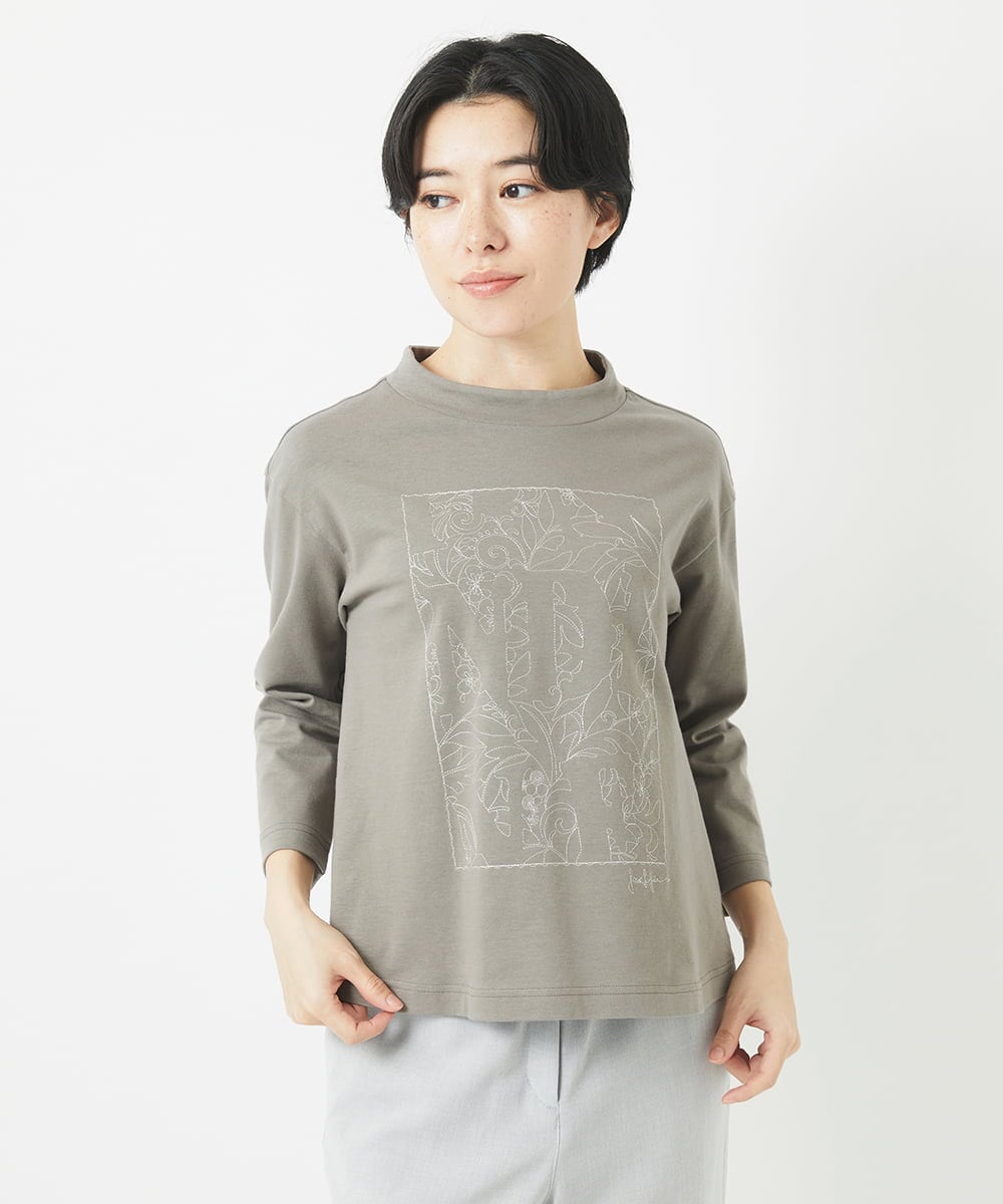 NHKGB12180 GIANNI LO GIUDICE(小さいサイズ)(メゾン ドゥ サンク) [日本製]エココットン9分袖カットソー ホワイト
