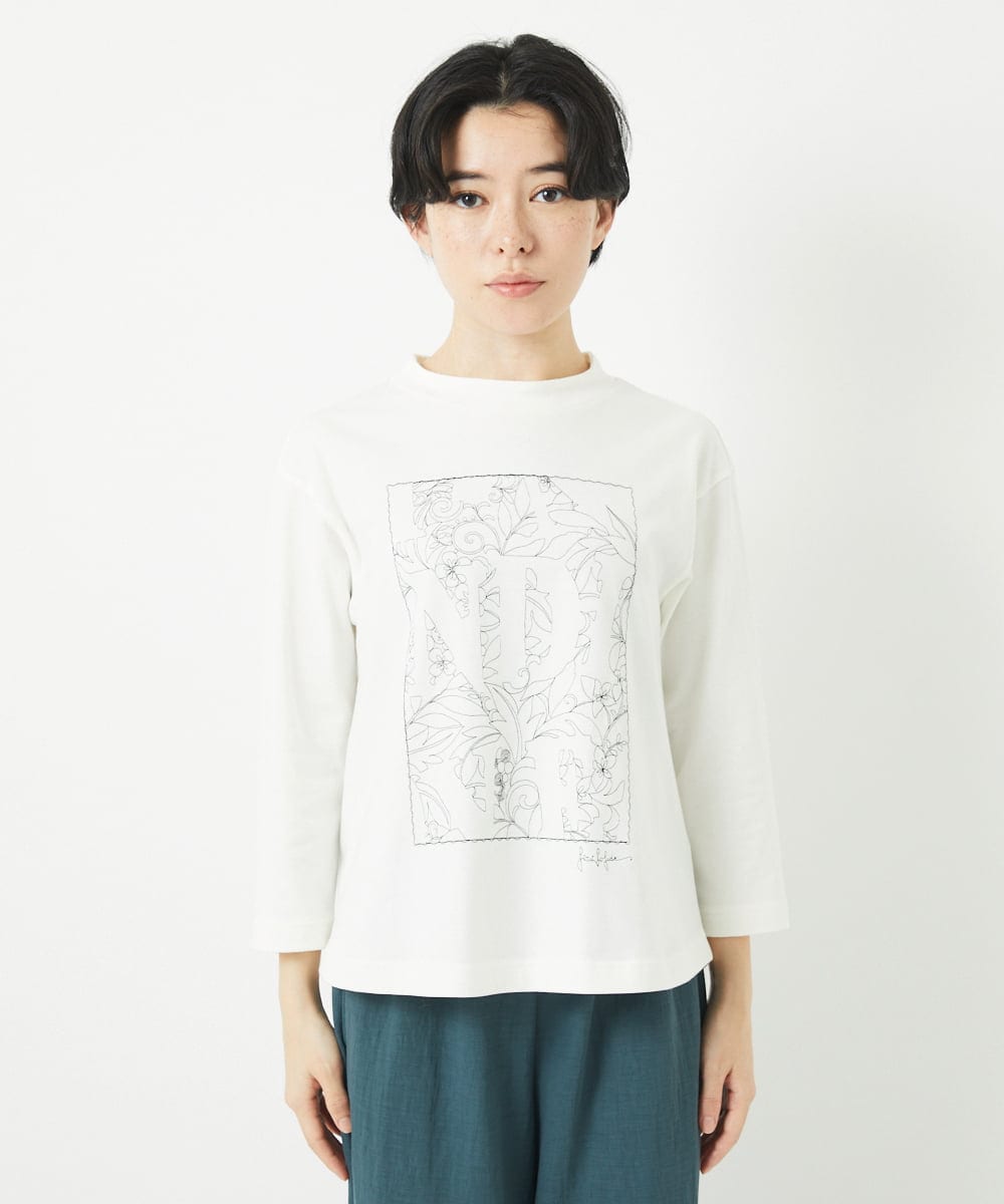NHKGB12180 GIANNI LO GIUDICE(小さいサイズ)(メゾン ドゥ サンク) [日本製]エココットン9分袖カットソー ホワイト