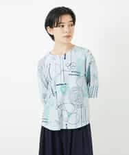 NHKGC32210 GIANNI LO GIUDICE(小さいサイズ)(メゾン ドゥ サンク) [日本製]線描きフラワープリントカットソー ホワイト