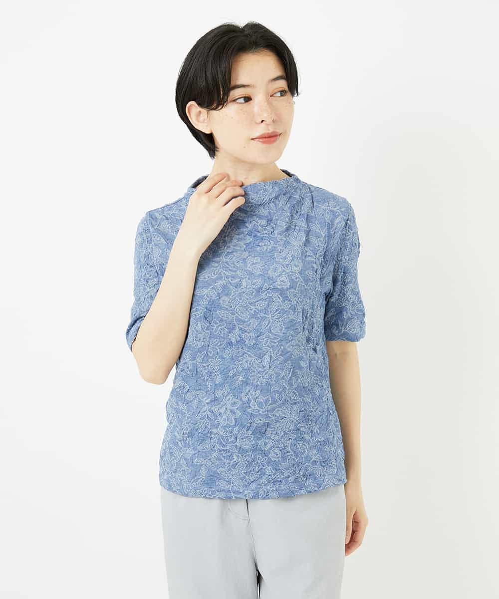 NHKGC87130 GIANNI LO GIUDICE(小さいサイズ)(メゾン ドゥ サンク) フラワージャガードジャージカットソー ブルー