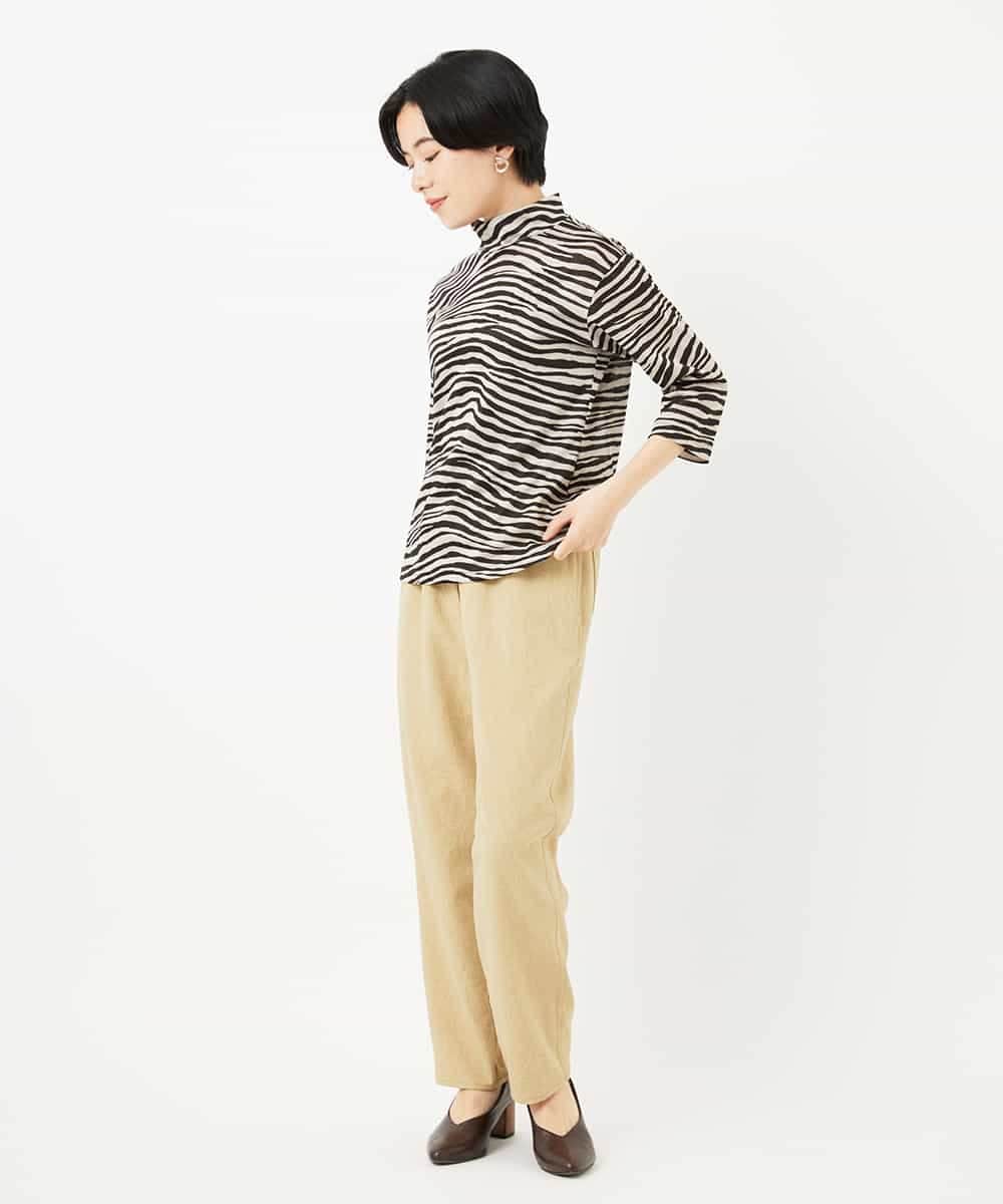 NHKGC90260 GIANNI LO GIUDICE(小さいサイズ)(メゾン ドゥ サンク) [日本製]ラミー天竺ゼブラプリントカットソー ブラウン系