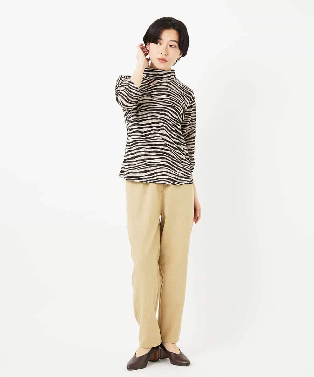 NHKGC90260 GIANNI LO GIUDICE(小さいサイズ)(メゾン ドゥ サンク) [日本製]ラミー天竺ゼブラプリントカットソー ブラウン系