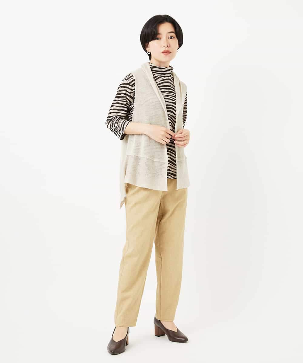 NHKGC90260 GIANNI LO GIUDICE(小さいサイズ)(メゾン ドゥ サンク) [日本製]ラミー天竺ゼブラプリントカットソー ブラウン系