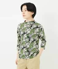 NHKGC92190 GIANNI LO GIUDICE(小さいサイズ)(メゾン ドゥ サンク) リネン天竺ラインフラワープリントプルオーバー グリーン系