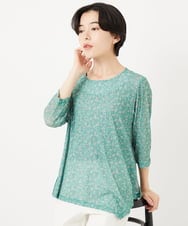 NHKGC93190 GIANNI LO GIUDICE(小さいサイズ)(メゾン ドゥ サンク) 小付きフラワープリントアシンメトリーデザインプルオーバー グリーン系
