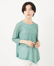 NHKGC93190 GIANNI LO GIUDICE(小さいサイズ)(メゾン ドゥ サンク) 小付きフラワープリントアシンメトリーデザインプルオーバー グリーン系