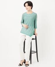 NHKGC93190 GIANNI LO GIUDICE(小さいサイズ)(メゾン ドゥ サンク) 小付きフラワープリントアシンメトリーデザインプルオーバー グリーン系