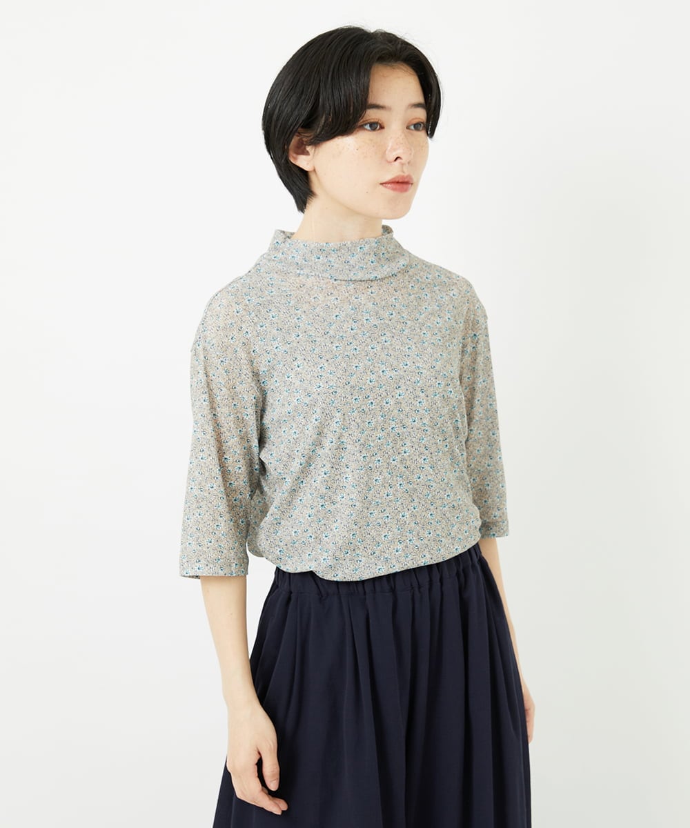 NHKGC94160 GIANNI LO GIUDICE(小さいサイズ)(メゾン ドゥ サンク) 小付きフラワープリントハイネックプルオーバー グリーン系