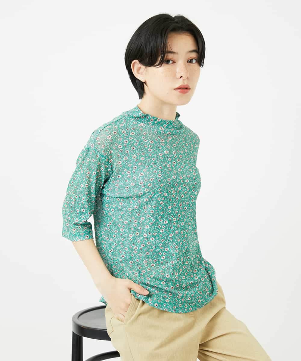 NHKGC94160 GIANNI LO GIUDICE(小さいサイズ)(メゾン ドゥ サンク) 小付きフラワープリントハイネックプルオーバー グリーン系