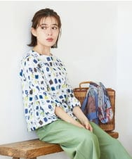 NHKGD20230 GIANNI LO GIUDICE(小さいサイズ)(メゾン ドゥ サンク) [日本製]マーベラステンジクプリントカットソー グリーン系