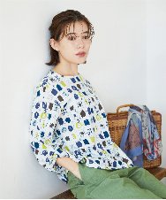 NHKGD20230 GIANNI LO GIUDICE(小さいサイズ)(メゾン ドゥ サンク) [日本製]マーベラステンジクプリントカットソー グリーン系