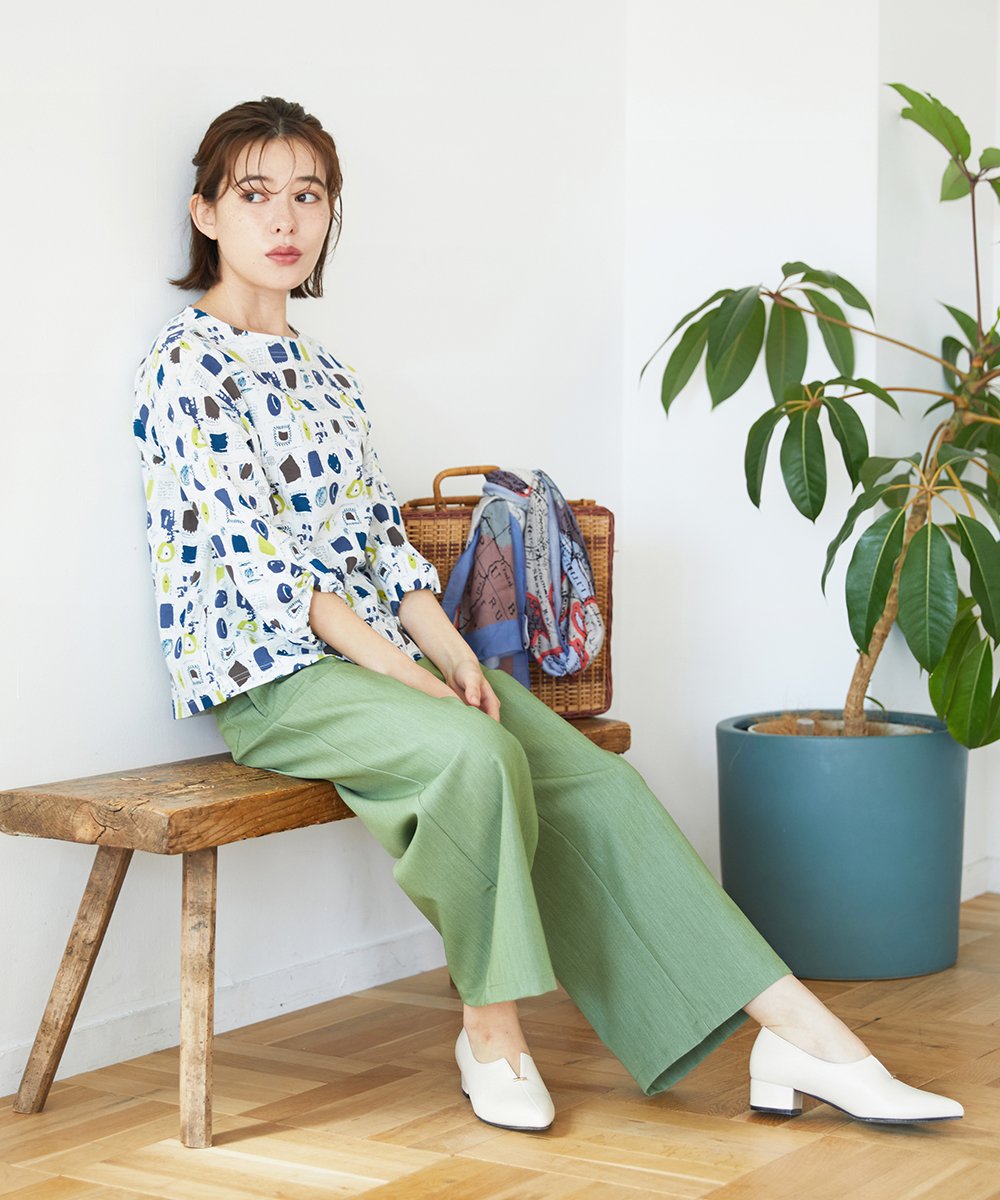 NHKGD20230 GIANNI LO GIUDICE(小さいサイズ)(メゾン ドゥ サンク) [日本製]マーベラステンジクプリントカットソー グリーン系