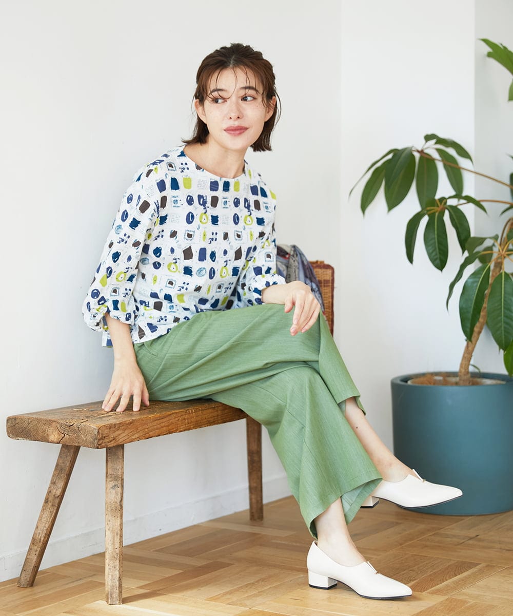 NHKGD20230 GIANNI LO GIUDICE(小さいサイズ)(メゾン ドゥ サンク) [日本製]マーベラステンジクプリントカットソー グリーン系