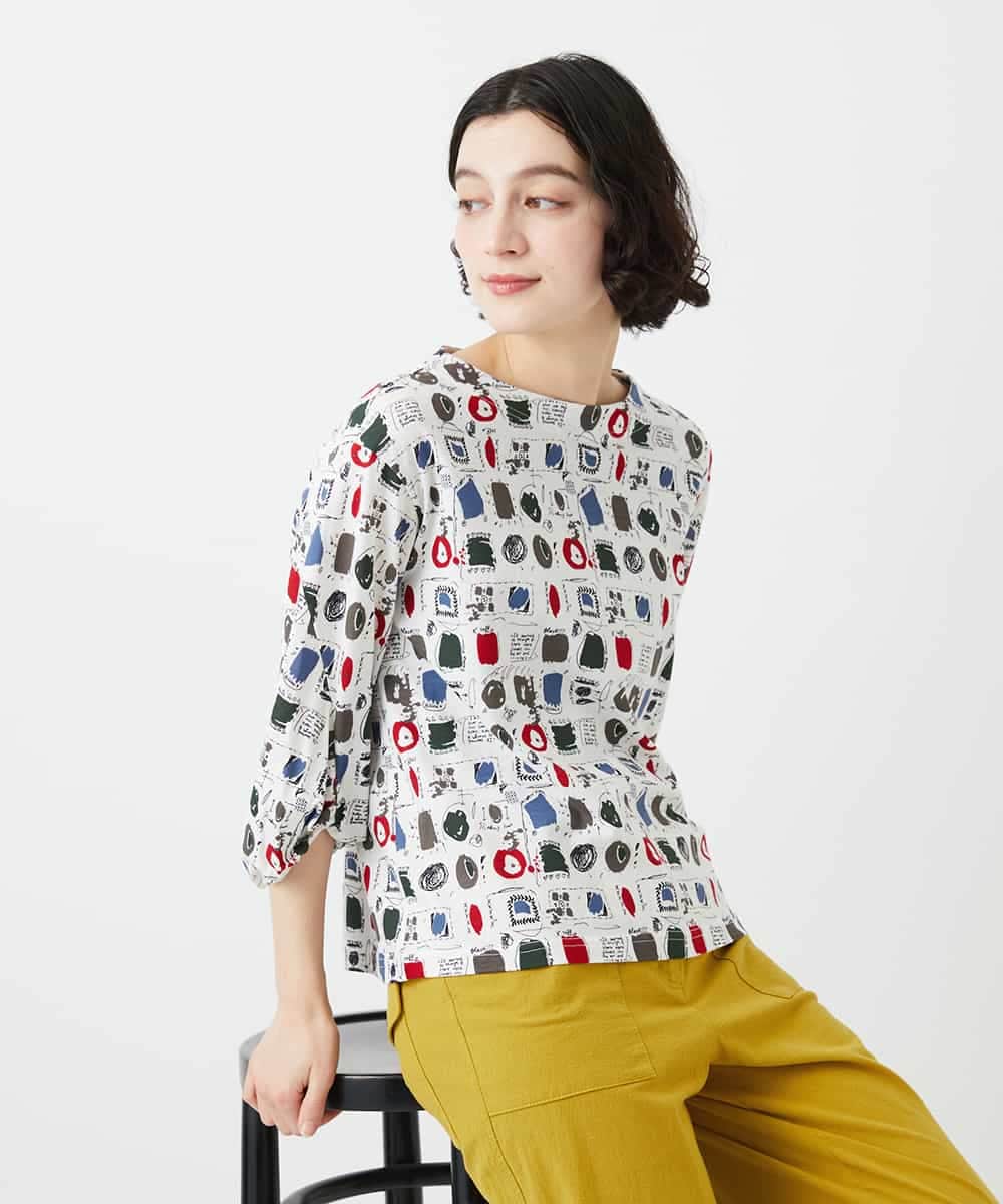 NHKGD20230 GIANNI LO GIUDICE(小さいサイズ)(メゾン ドゥ サンク) [日本製]マーベラステンジクプリントカットソー レッド系