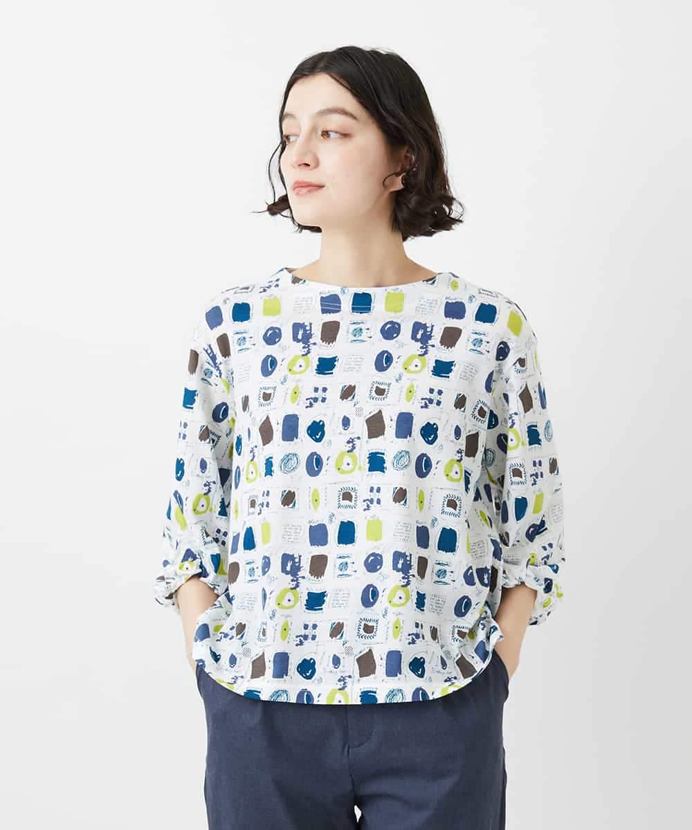 NHKGD20230 GIANNI LO GIUDICE(小さいサイズ)(メゾン ドゥ サンク) [日本製]マーベラステンジクプリントカットソー グリーン系