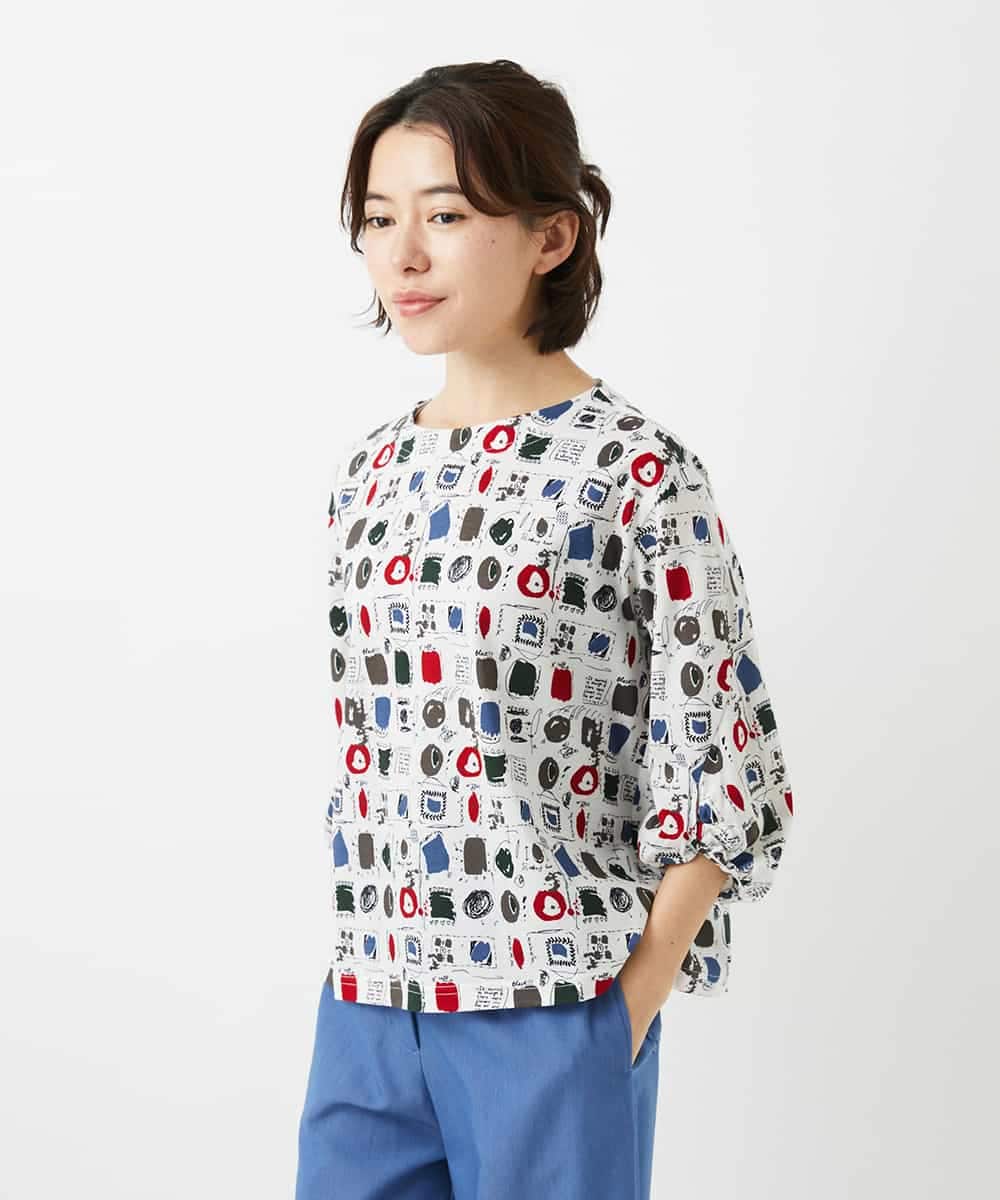 NHKGD20230 GIANNI LO GIUDICE(小さいサイズ)(メゾン ドゥ サンク) [日本製]マーベラステンジクプリントカットソー グリーン系