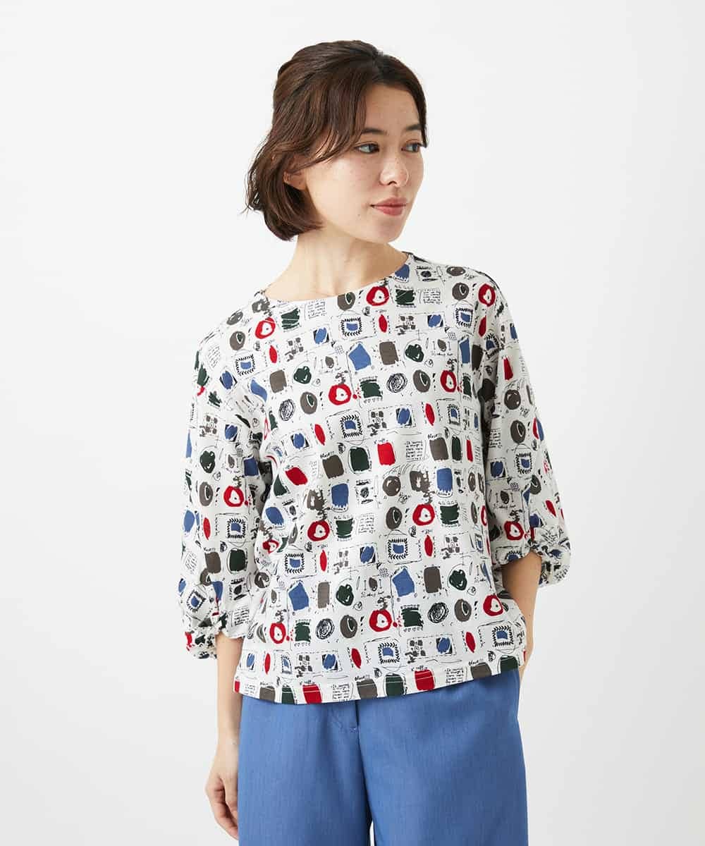 NHKGD20230 GIANNI LO GIUDICE(小さいサイズ)(メゾン ドゥ サンク) [日本製]マーベラステンジクプリントカットソー グリーン系