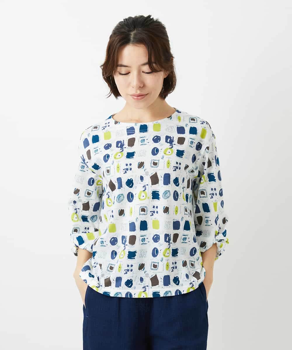 NHKGD20230 GIANNI LO GIUDICE(小さいサイズ)(メゾン ドゥ サンク) [日本製]マーベラステンジクプリントカットソー グリーン系