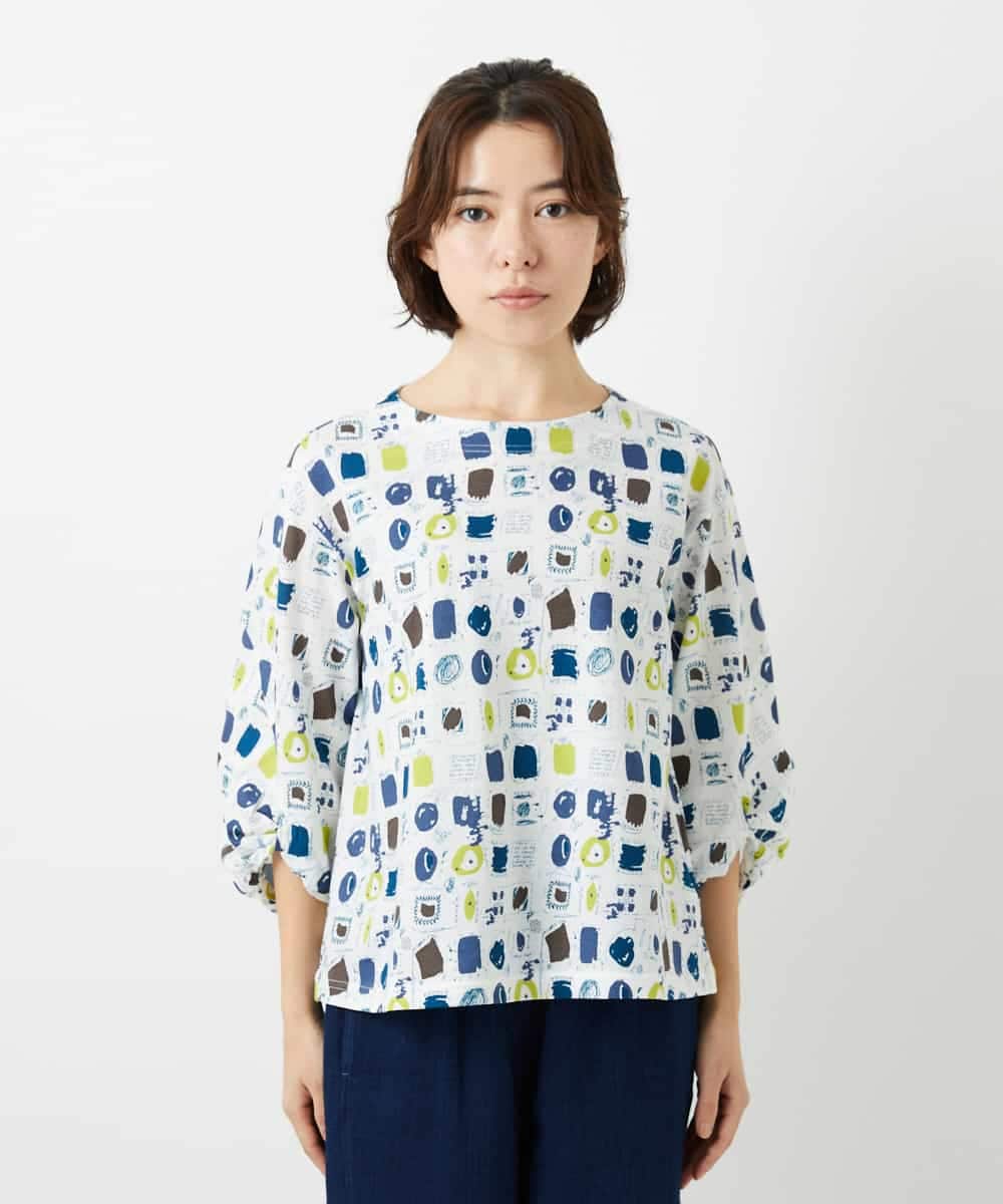 NHKGD20230 GIANNI LO GIUDICE(小さいサイズ)(メゾン ドゥ サンク) [日本製]マーベラステンジクプリントカットソー グリーン系