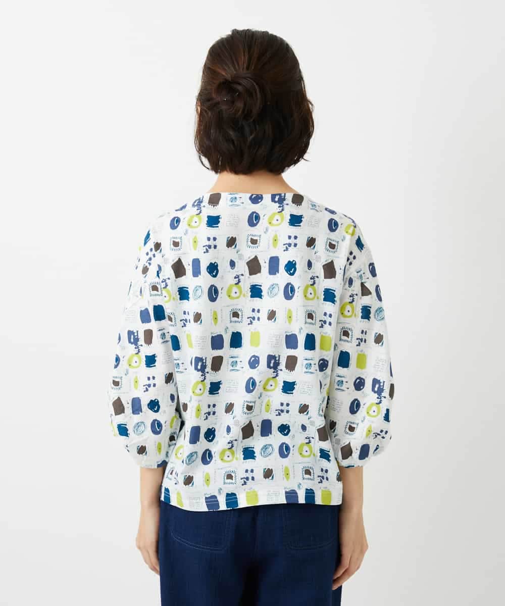 NHKGD20230 GIANNI LO GIUDICE(小さいサイズ)(メゾン ドゥ サンク) [日本製]マーベラステンジクプリントカットソー グリーン系