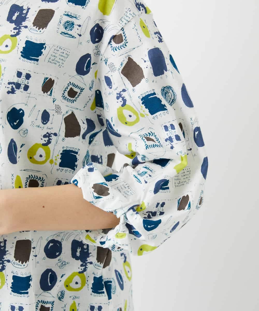 NHKGD20230 GIANNI LO GIUDICE(小さいサイズ)(メゾン ドゥ サンク) [日本製]マーベラステンジクプリントカットソー グリーン系