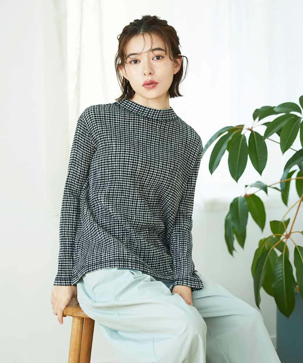 NHKGD30190 GIANNI LO GIUDICE(小さいサイズ)(メゾン ドゥ サンク) [日本製]カールマイヤーチェックカットソー ベージュ