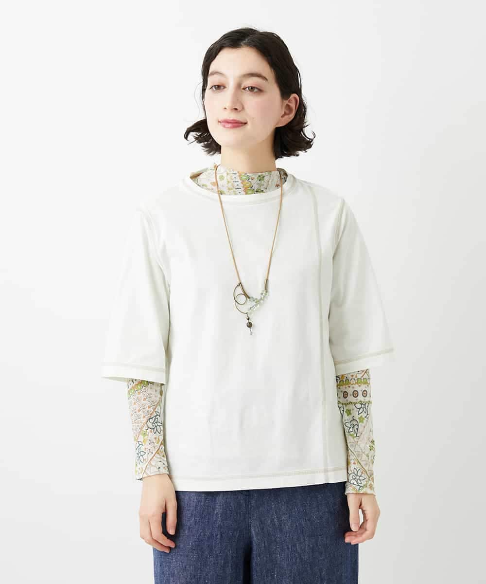 NHKGE40210 GIANNI LO GIUDICE(小さいサイズ)(メゾン ドゥ サンク) クールローレルスカイコットTシャツ ラベンダー