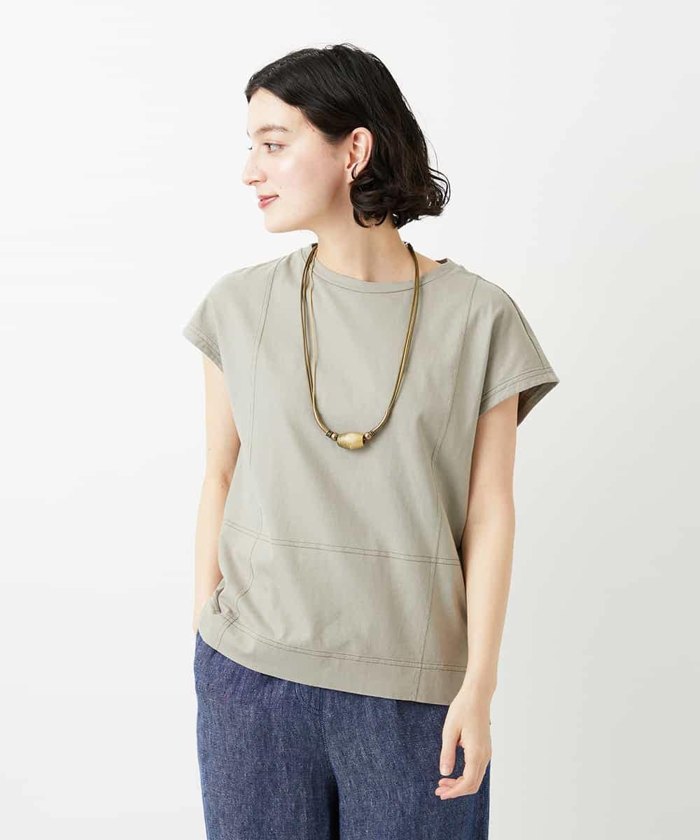 NHKGE41190 GIANNI LO GIUDICE(小さいサイズ)(メゾン ドゥ サンク) クールローレルスリーブレスカットソー カーキ