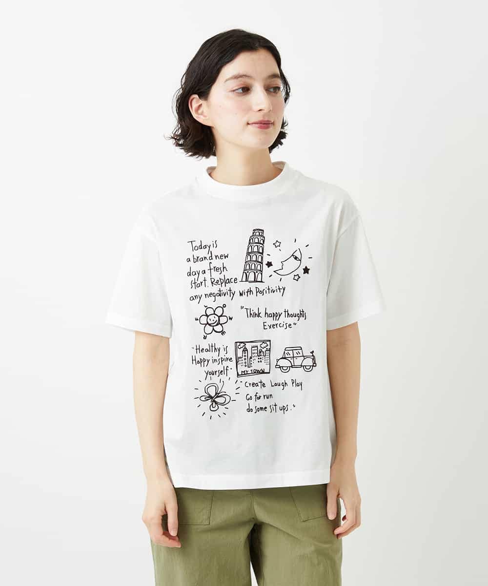 NHKGE42180 GIANNI LO GIUDICE(小さいサイズ)(メゾン ドゥ サンク) [日本製]天竺シルケットカットソー ホワイト