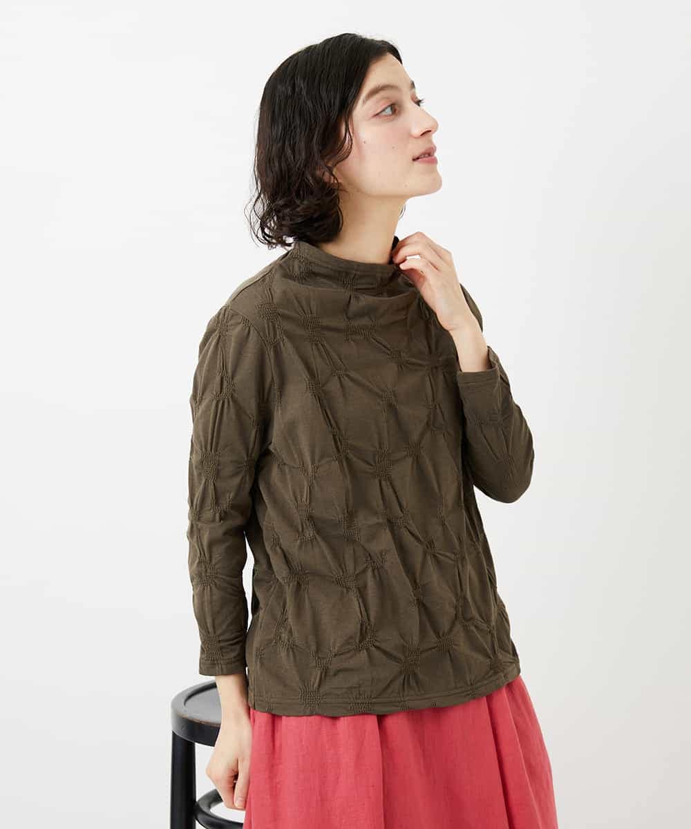 NHKGE46170 GIANNI LO GIUDICE(小さいサイズ)(メゾン ドゥ サンク) [日本製]麻混シャーリングカットソー ライトブルー