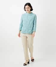 NHKGE46170 GIANNI LO GIUDICE(小さいサイズ)(メゾン ドゥ サンク) [日本製]麻混シャーリングカットソー ライトブルー